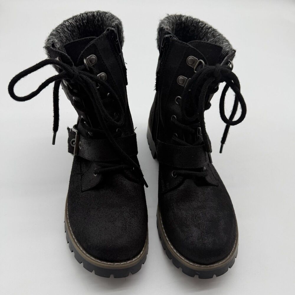 Cliffs By White Mountain Womens Ankle Boot Size 7.5 Black Lug Sole ZipUp Shoes